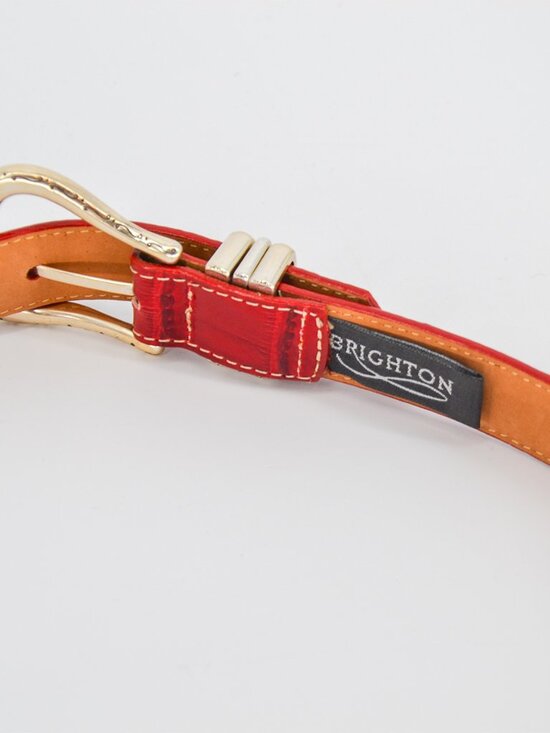 Brighton Faux Croc Embossed Slim Skinny Belt Red Small 28\